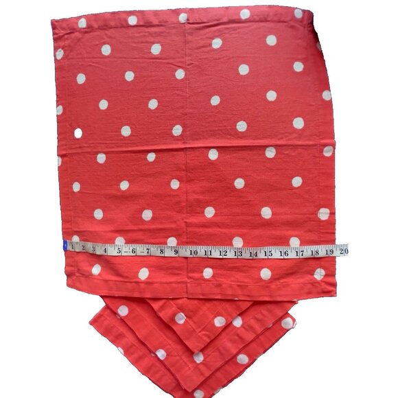 Set 4 KATE SPADE New York POLKA DOT Napkins 100% Cotton Orange White 20 x 20 - Picture 4 of 5